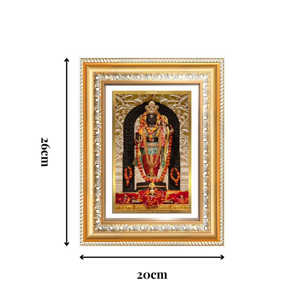 Diviniti 24K Gold Plated Ram Lalla (Classic) Divine Wall Frame for Home Mandir & Office Decor | Luxury Spiritual Gift