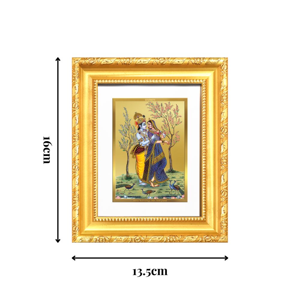 Diviniti 24K Gold Plated Radha Krishna |Divine Table Top Frame for Home Mandir & Office Decor | Luxury Spiritual Gift