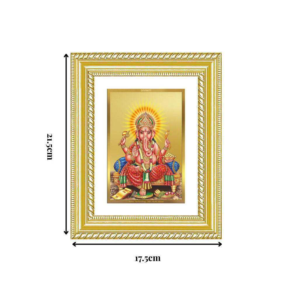 Diviniti 24K Gold Plated Ganesha (Classic) Divine Wall and Table Top Frame for Home Mandir & Office Decor | Luxury Spiritual Gift