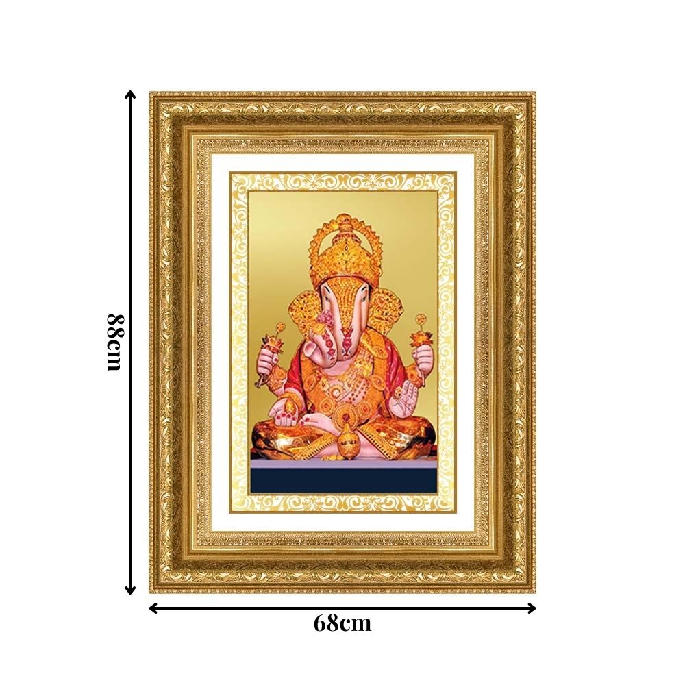 Diviniti 24K Gold Plated Dagadu Ganesha (Classic) Divine Wall Frame for Home Mandir & Office Decor | Luxury Spiritual Gift