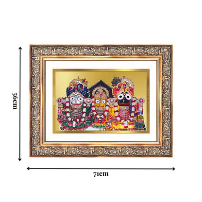 Diviniti 24K Gold Plated Jagannath Subhadra Balabhadra (Classic) Divine Wall Frame for Home Mandir & Office Decor | Luxury Spiritual Gift