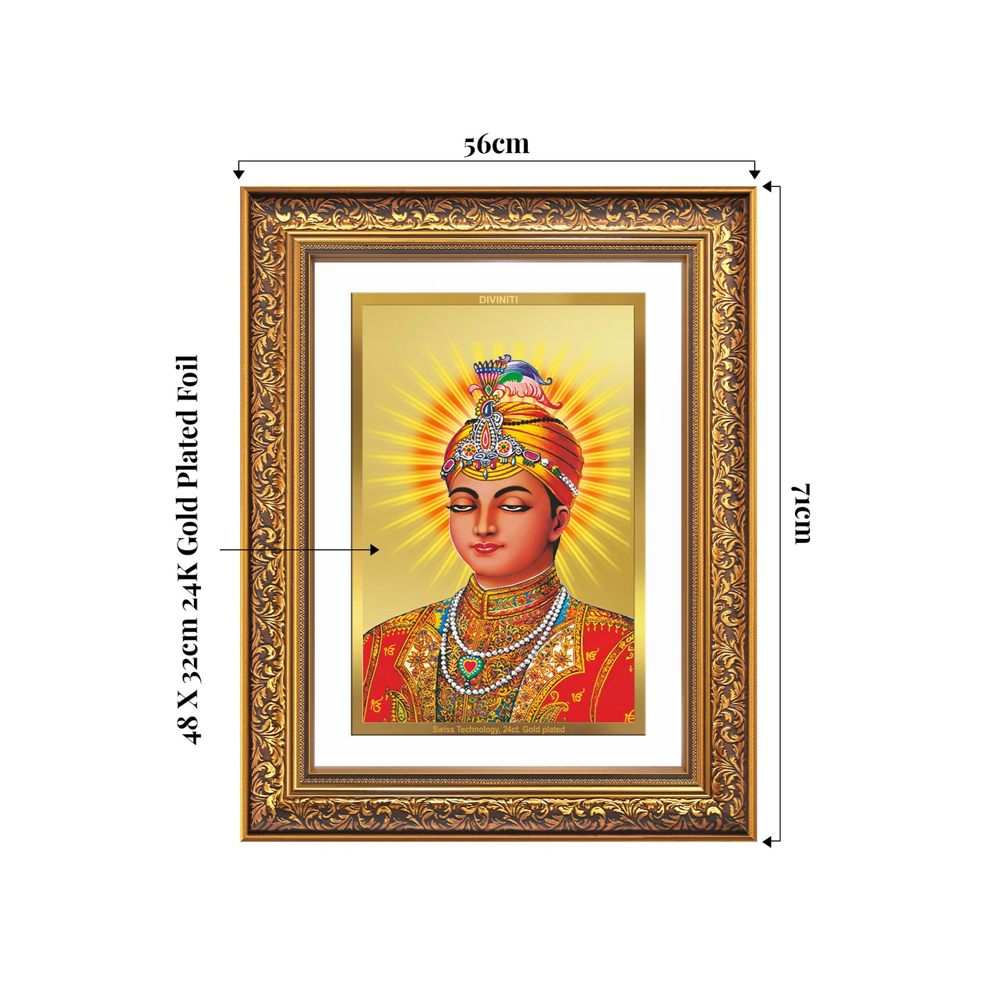 Guru Harkrishan Sahib Ji | Eighth Sikh Guru Wall Mount Photo Frame in 24K Gold Plated Foil