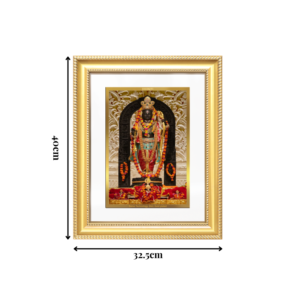 Diviniti 24K Gold Plated Ram Lalla (Classic) Divine Wall Frame for Home Mandir & Office Decor | Luxury Spiritual Gift