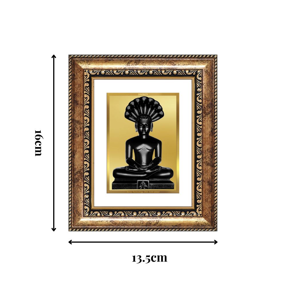 Diviniti 24K Gold Plated Parshvanath Divine Table Top Frame for Home Mandir & Office Decor | Luxury Spiritual Gift
