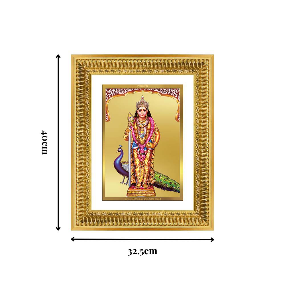 Diviniti 24K Gold Plated Murugan (Classic) Divine Wall Frame for Home Mandir & Office Decor | Luxury Spiritual Gift