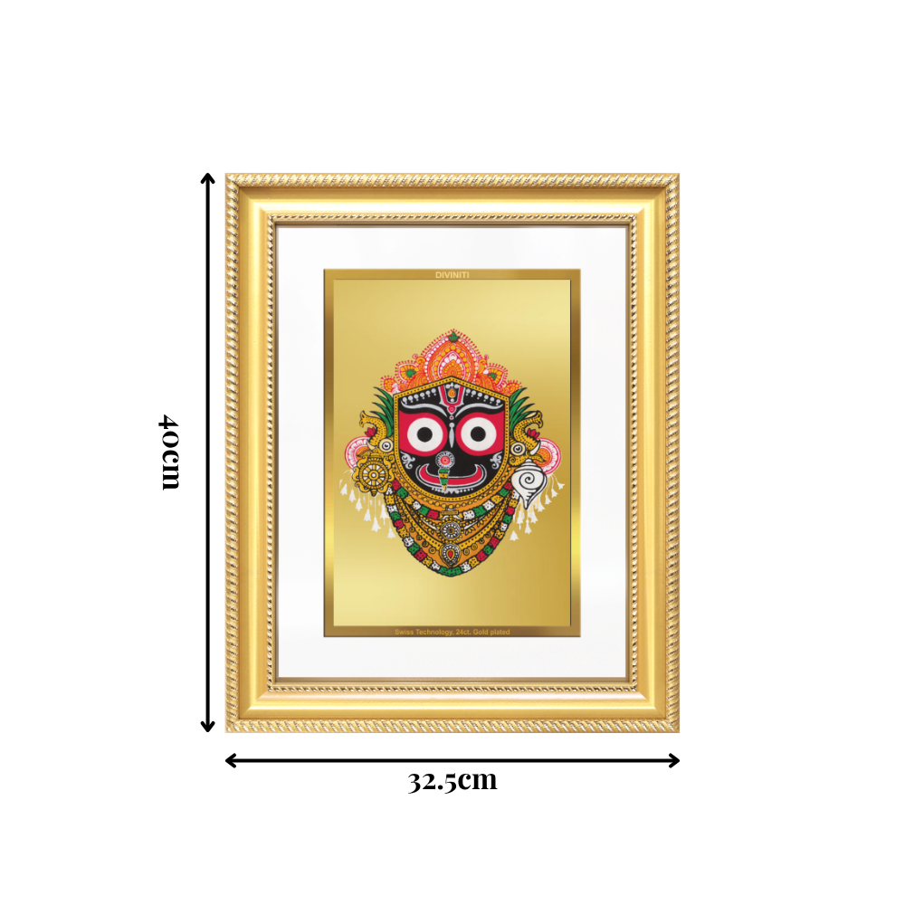 Diviniti 24K Gold Plated Jagannath (Classic) Divine Wall Frame for Home Mandir & Office Decor | Luxury Spiritual Gift