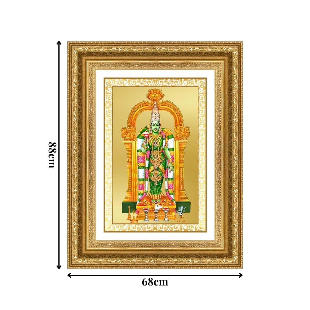 Diviniti 24K Gold Plated Meenakshi Amman (Classic) Divine Wall Frame for Home Mandir & Office Decor | Luxury Spiritual Gift