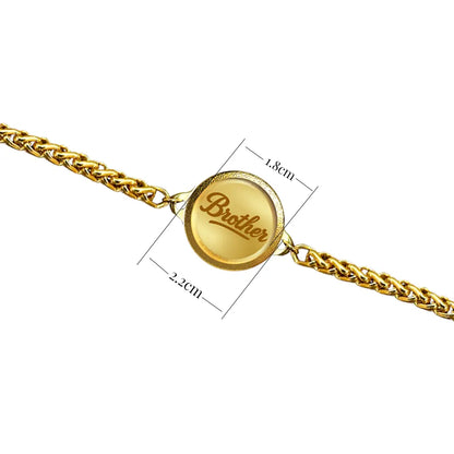 Personalized Chain Rakhi with 18MM 24K Gold Plated Foil Divine Raksha Bandhan Gift