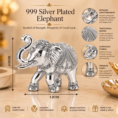 999 Silver-Plated Elephant Pair | Premium Gift Box | 10x13 CM