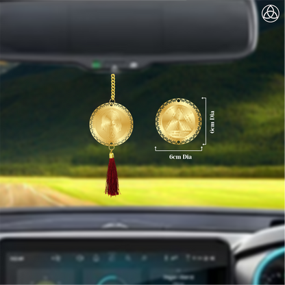 Diviniti 24K Gold Plated Double Sided Hanuman & Yantra Car Dangler|6CM Hanuman Hanging Car Decor|Luxurious 24K Gold Plated Dangler For Car|Divine Car Accessories For Positive Energy & Protection