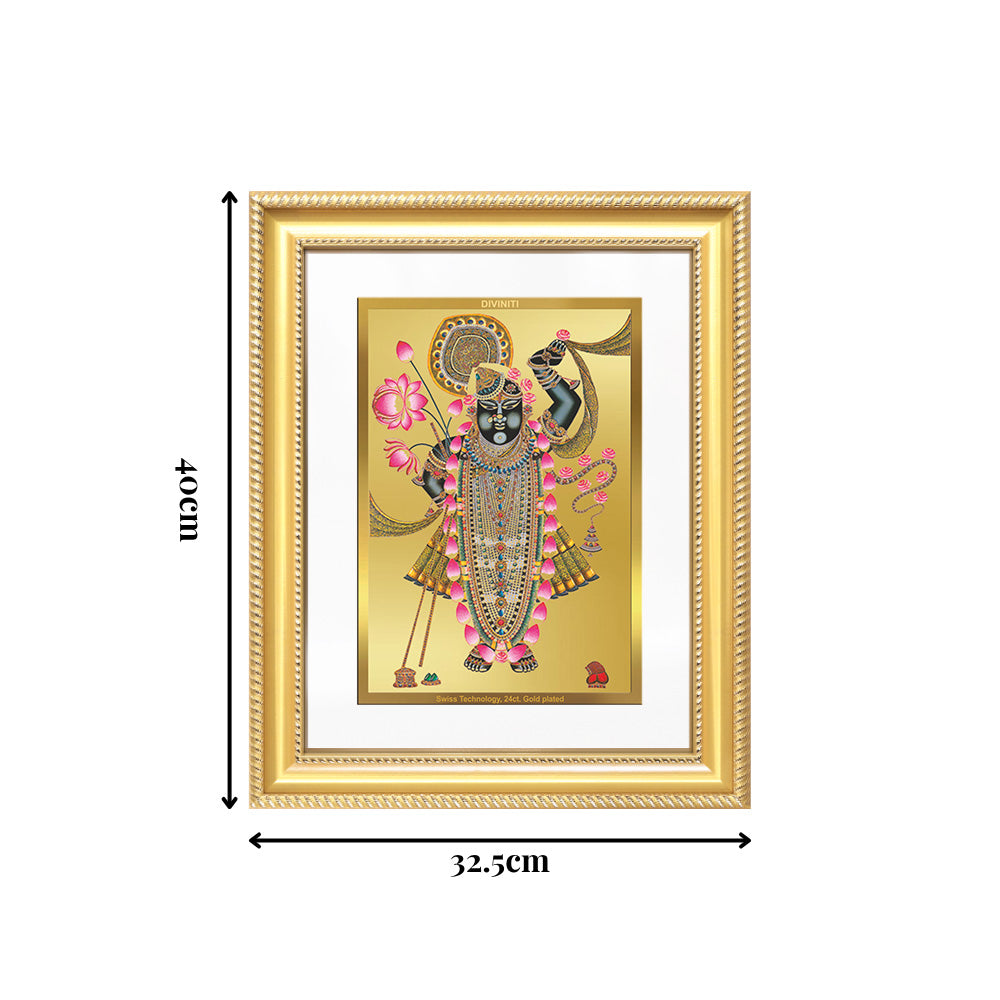 Diviniti 24K Gold Plated Shrinath Ji (Classic) Divine Wall Frame for Home Mandir & Office Decor | Luxury Spiritual Gift