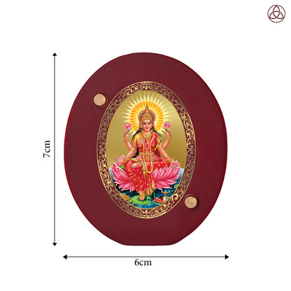 Lakshmi Car Dashboard & Tabletop Photo Frame, 24K gold-plated, 7x6 cm, intricate design.