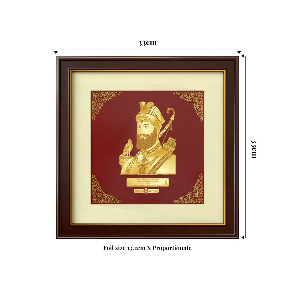 Guru Gobind Singh Ji | Divine Warrior Saint Gold on Gold Wall Hanging Frame in 24K Gold Plated Foil