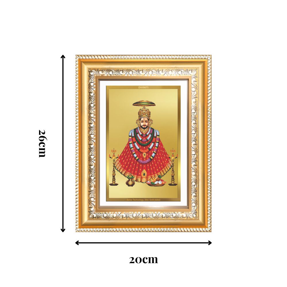 Diviniti 24K Gold Plated Khatu Shyam (Classic) Divine Wall Frame for Home Mandir & Office Decor | Luxury Spiritual Gift