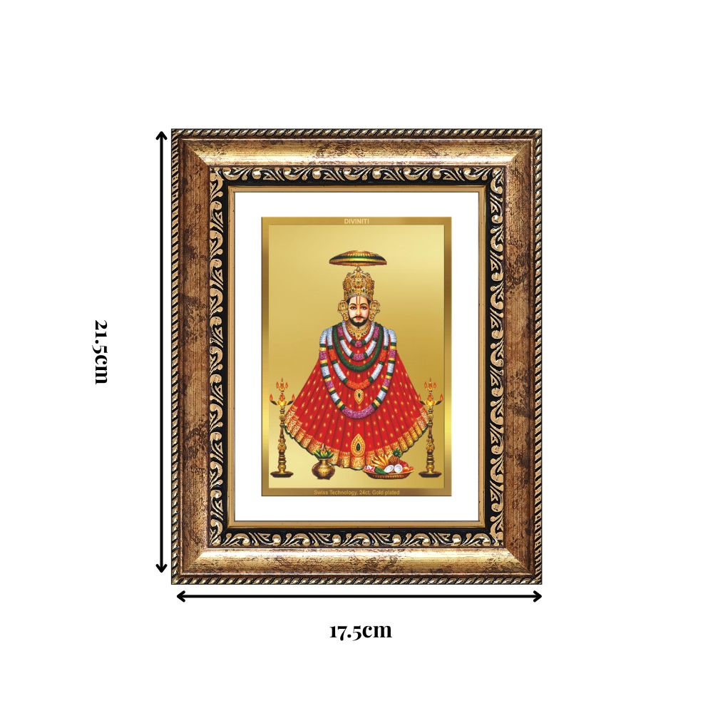 Diviniti 24K Gold Plated Khatu Shyam (Classic) Divine Wall and Table Top Frame for Home Mandir & Office Decor | Luxury Spiritual Gift