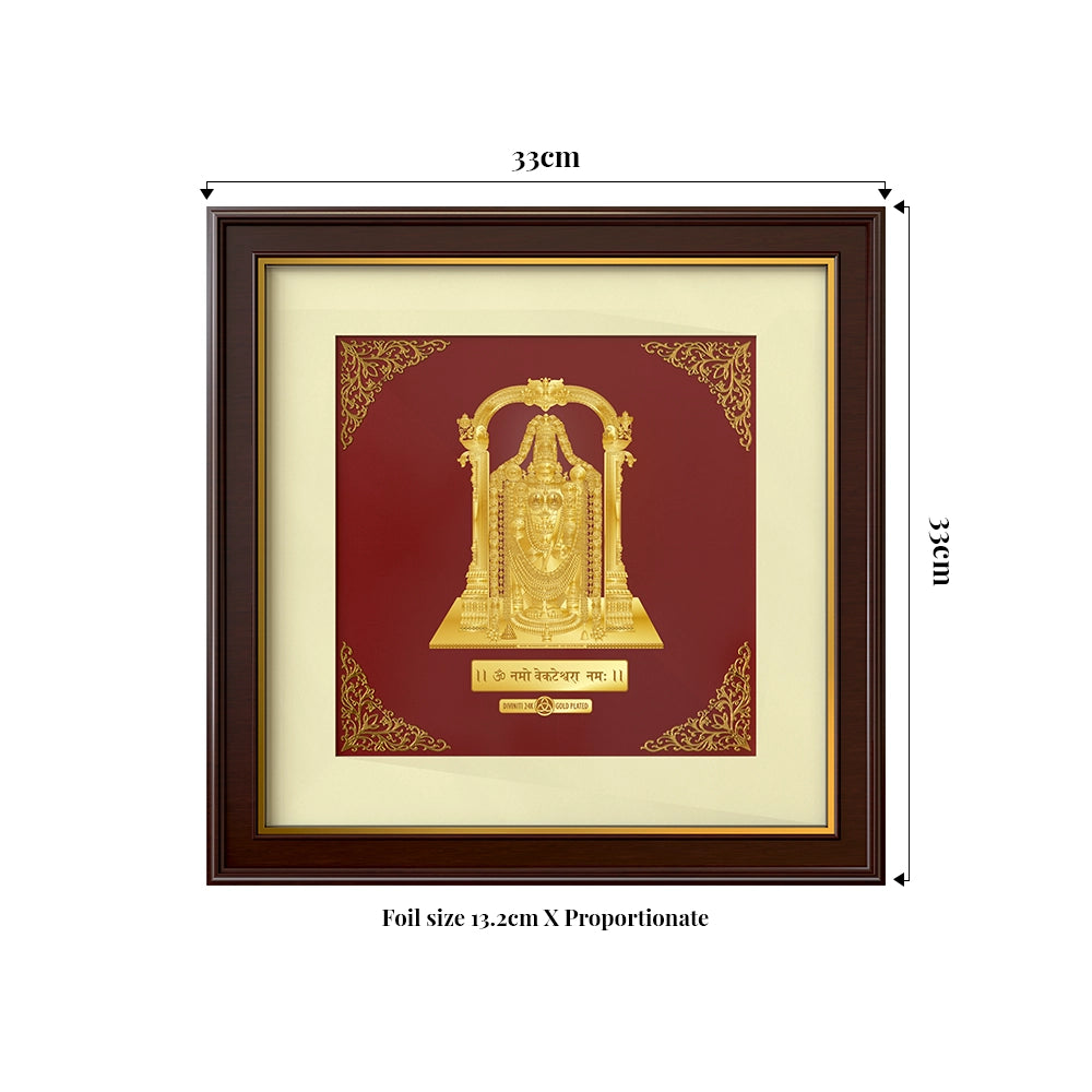 Tirupati Balaji | Lord Venkateswara Divine Blessings Gold on Gold Wall Hanging Frame in 24K Gold Plated Foil