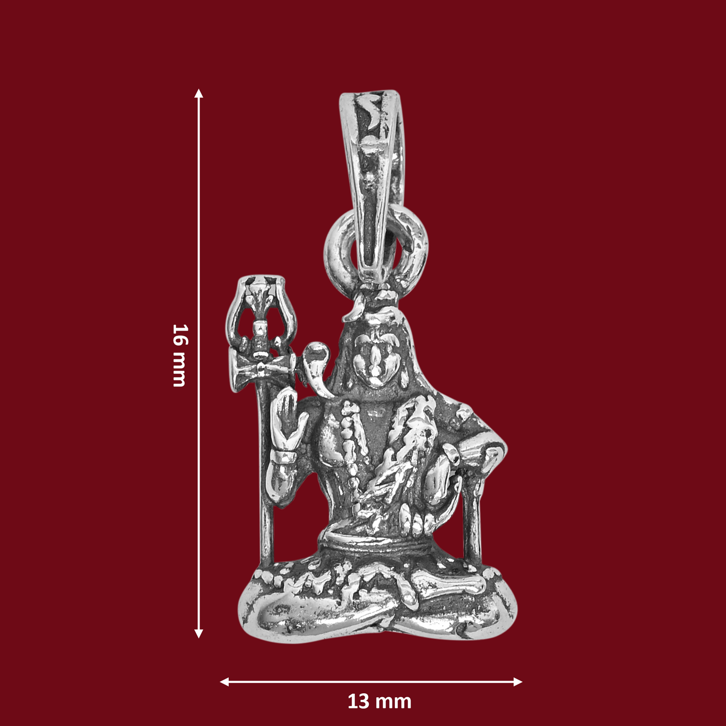 DIVINITI 925 Pure Silver Shiv Sitting Pendant For Men, Women & Kids Divine God Pendant For Birthday, Anniversary, Special Occasion Gift (1.6x1.3 CM 4 g)