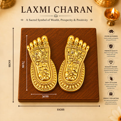 24K Gold-Plated Lakshmi Charan Paduka | Premium Gift Box | 7x3 CM