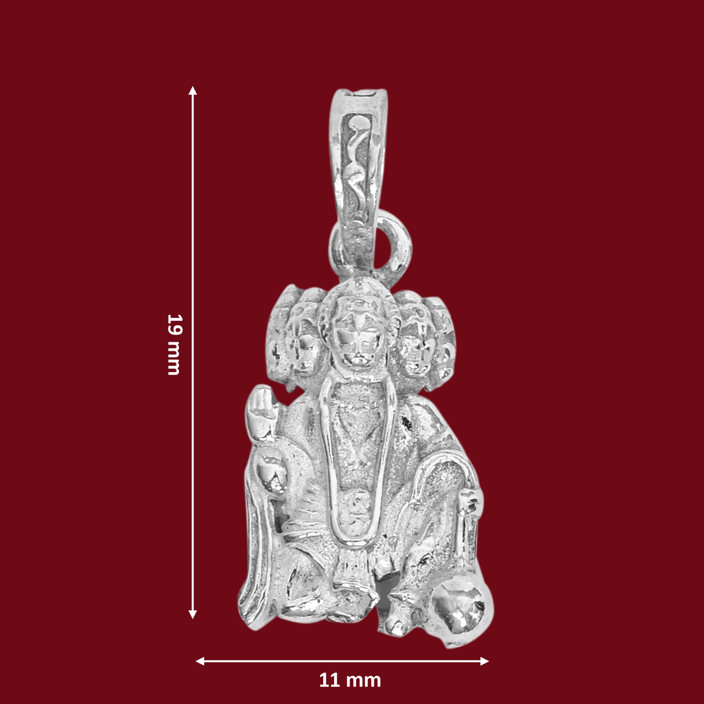 DIVINITI 925 Pure Silver Panch Mukhi Hanuman Pendant for Men, Women & Kids Divine God Pendant for Birthday, Anniversary, Special Occasion Gift (1.9x1.1 cm, 7g)