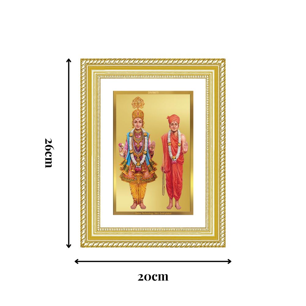 Diviniti 24K Gold Plated Swaminarayan (Classic) Divine Wall Frame for Home Mandir & Office Decor | Luxury Spiritual Gift