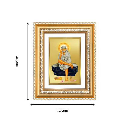 Diviniti 24K Gold Plated Sai Baba (Classic) Divine Wall and Table Top Frame for Home Mandir & Office Decor | Luxury Spiritual Gift