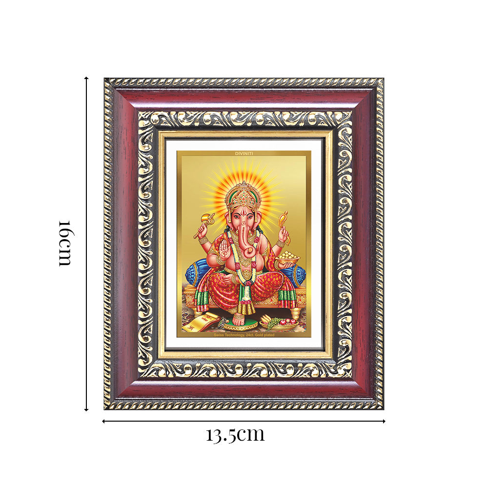 Diviniti 24K Gold Plated Ganesha (Classic) Divine Table Top Frame for Home Mandir & Office Decor | Luxury Spiritual Gift