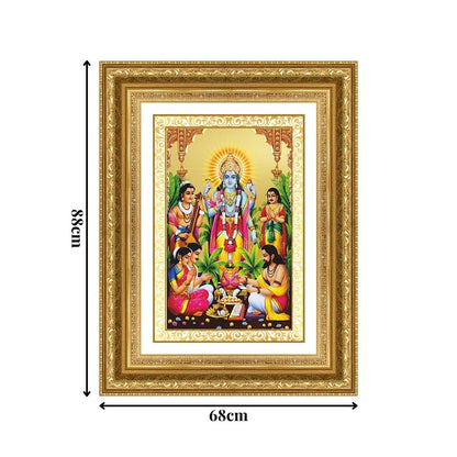 Diviniti 24K Gold Plated Satyanarayan (Classic) Divine Wall Frame for Home Mandir & Office Decor | Luxury Spiritual Gift