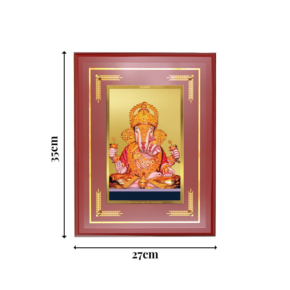 Diviniti 24K Gold Plated Dagadu Ganesha Blessing Tabletop Photo Frame | Wisdom, Prosperity & Divine Grace
