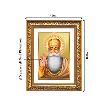 Guru Nanak Dev Ji | Divine Wall Mount Photo Frame in 24K Gold Plated Foil