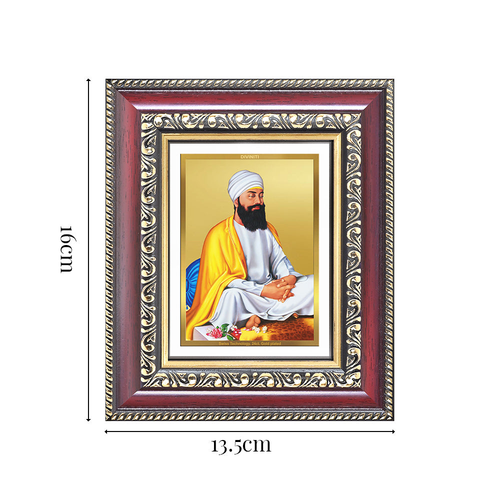 Diviniti 24K Gold Plated Guru Tegh Bahadur Sahib Ji (Classic) Sacred Sikh Table Top Frame for Home Decor & Office Ambiance | Premium Spiritual Gift