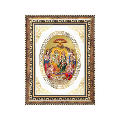 Ram Darbar Divine Shri Ram Family Sacred Dharma & Harmony Royal Tabletop Frame in 24K Gold Plated Foil