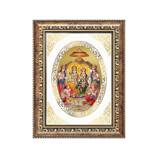 Ram Darbar Divine Shri Ram Family Sacred Dharma & Harmony Royal Tabletop Frame in 24K Gold Plated Foil