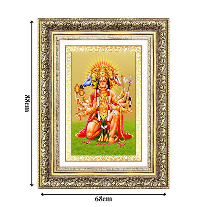 Diviniti 24K Gold Plated Panchmukhi Hanuman (Classic) Divine Wall Frame for Home Mandir & Office Decor | Luxury Spiritual Gift