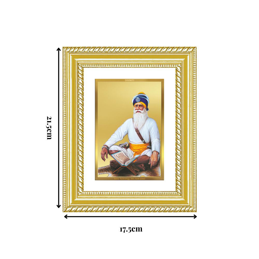 Diviniti 24K Gold Plated Baba Deep Singh Sacred Sikh Wall and Table Top Frame for Home Decor & Office Ambiance | Premium Spiritual Gift