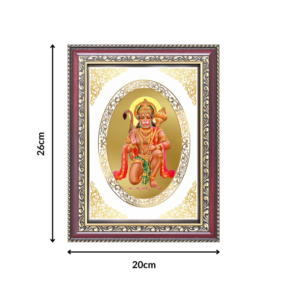 Lord Hanuman Blessing Form | Divine Wall & Tabletop Royal Photo Frame in 24K Gold Plated Foil