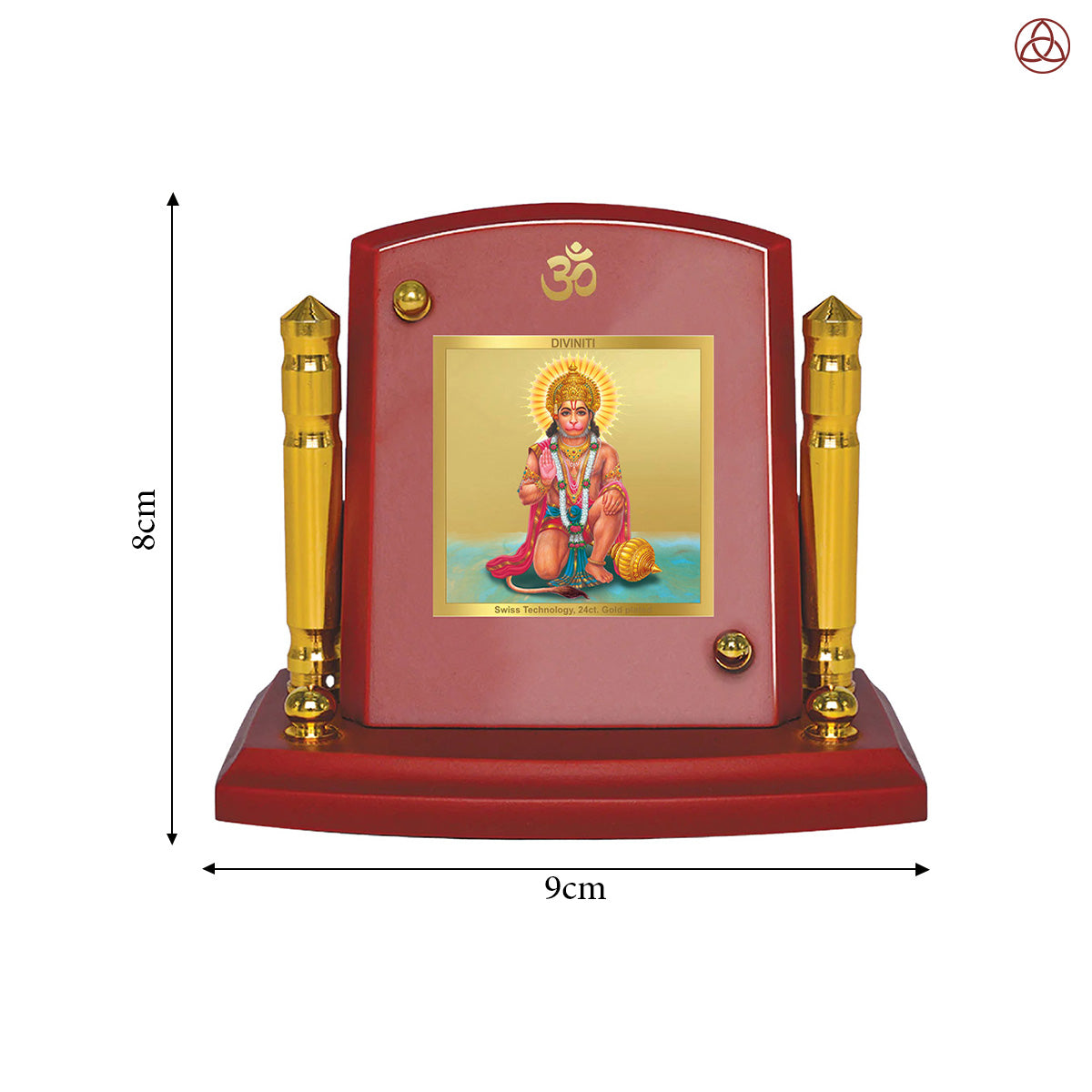 Hanuman Ashirwad | Divine Lord Hanuman Car Dashboard & Tabletop Photo Frame in 24K Gold Plated Foil