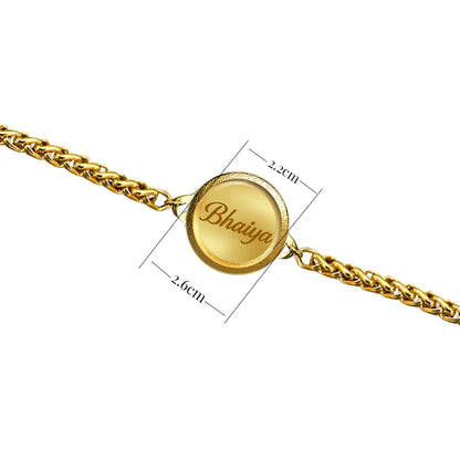 Personalized Chain Rakhi with 22MM 24K Gold Plated Foil Divine Raksha Bandhan Gift