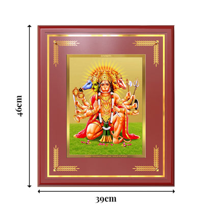 Panchmukhi Hanuman | Five-Faced Hanuman Wall Mount Photo Frame in 24K Gold Plated Foil