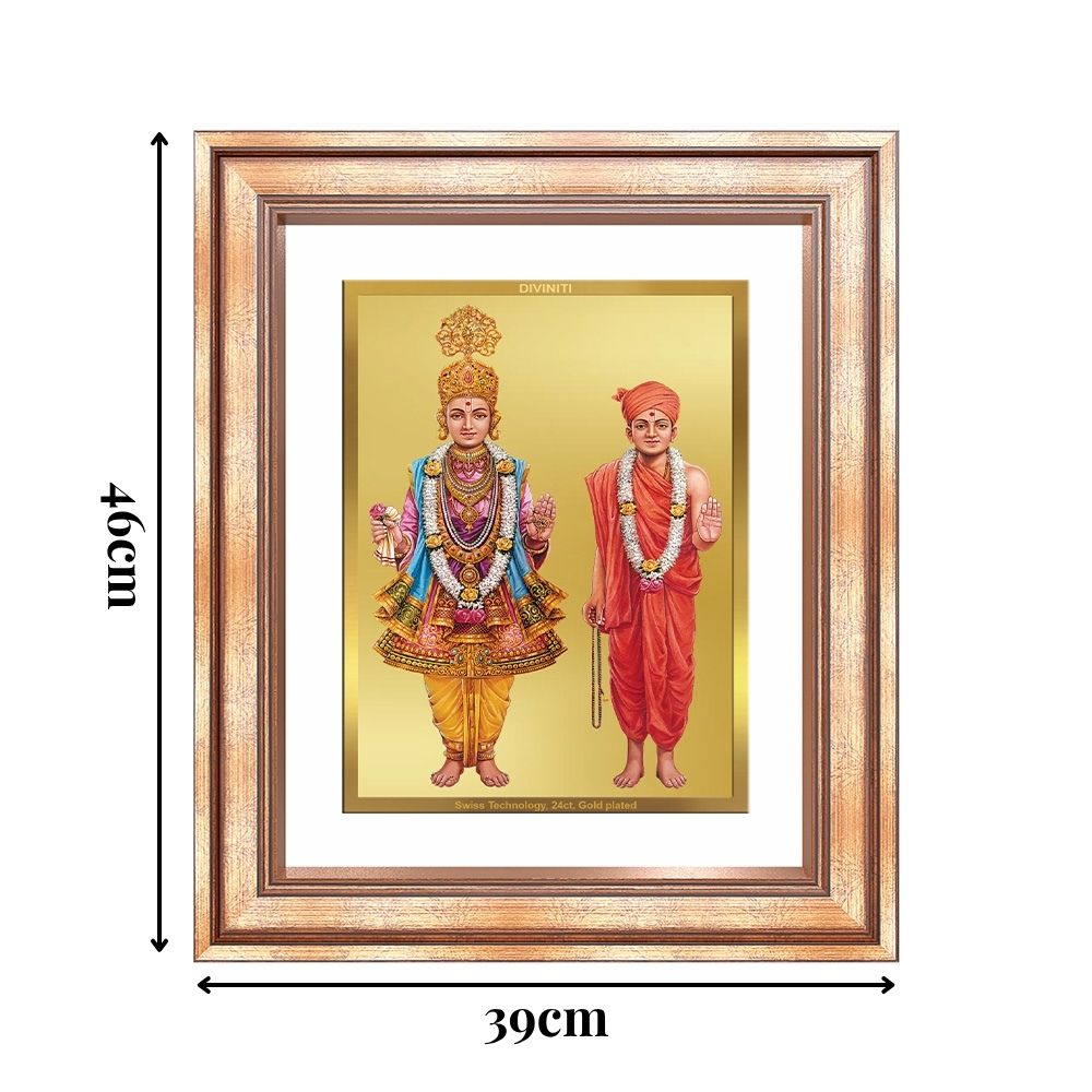 Diviniti 24K Gold Plated Swaminarayan (Classic) Divine Wall Frame for Home Mandir & Office Decor | Luxury Spiritual Gift