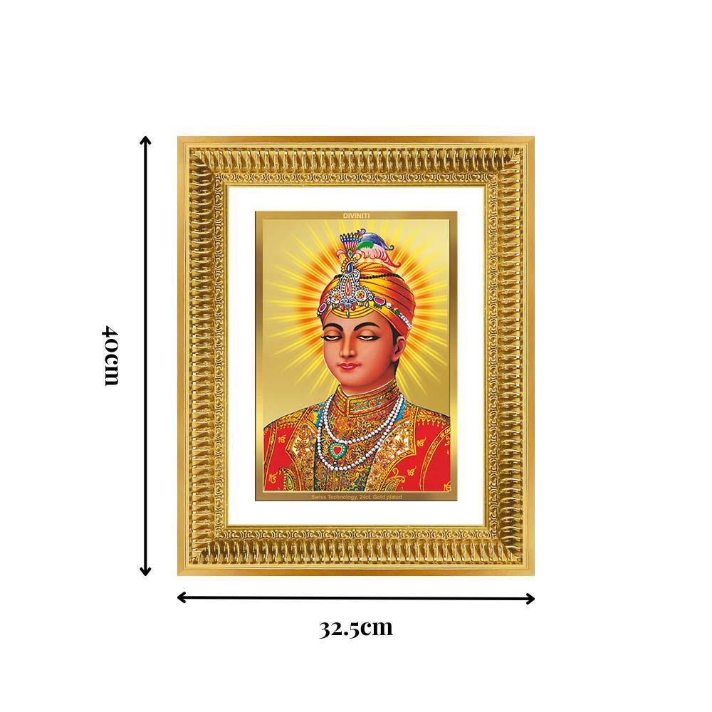 Diviniti 24K Gold Plated Guru Harkrishan Sahib Ji (Classic) Sacred Sikh Wall Frame for Home Decor & Office Ambiance | Premium Spiritual Gift