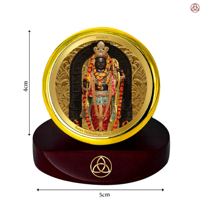 Ram Lalla | Divine Child Form of Lord Ram at Ayodhya Temple Car Dashboard Frame in 24K Gold Plated Foil