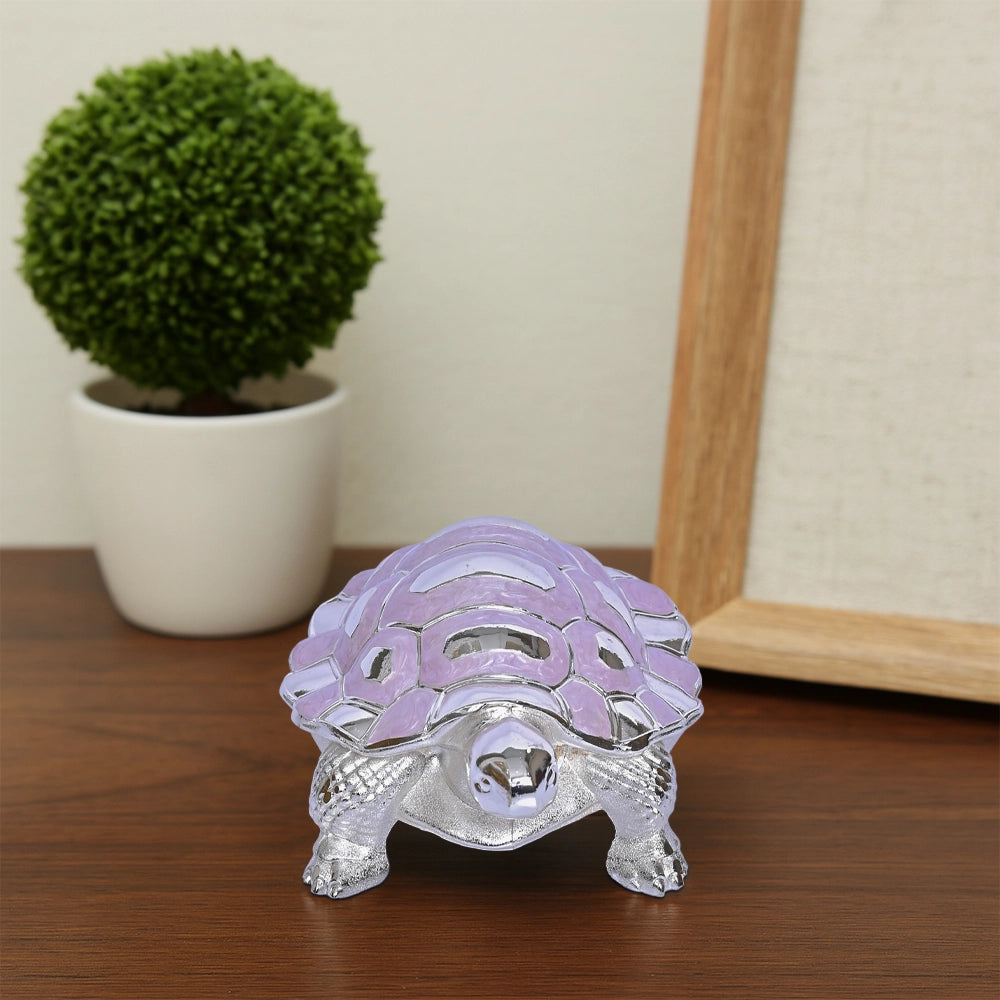 999 Silver Plated Tortoise Showpiece | Luxury Finish Decorative Tabletop Figurine for Home Decor and Gifting