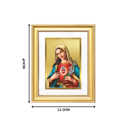 Diviniti 24K Gold Plated Mother Mary (Classic) Divine Wall Frame for Home Mandir & Office Decor | Luxury Spiritual Gift