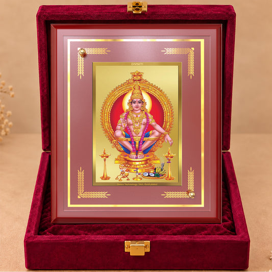 24K Gold-Plated Ayyappan MDF Frame | Premium Gift Box | 22 x18 CM
