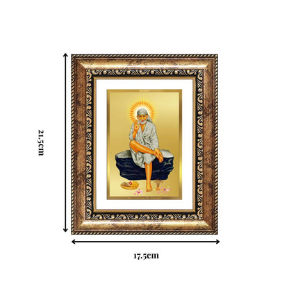 Diviniti 24K Gold Plated Sai Baba (Classic) Divine Wall and Table Top Frame for Home Mandir & Office Decor | Luxury Spiritual Gift