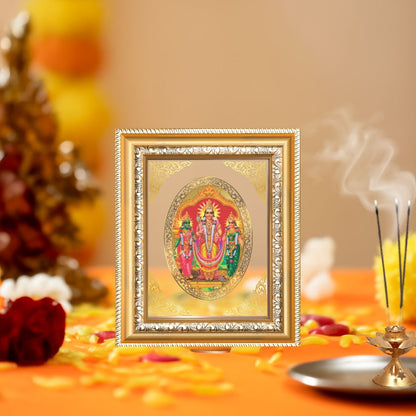 Lord Murugan Velli Divine Silver Form Sacred Purity & Blessings Royal Tabletop Frame in 24K Gold Plated Foil