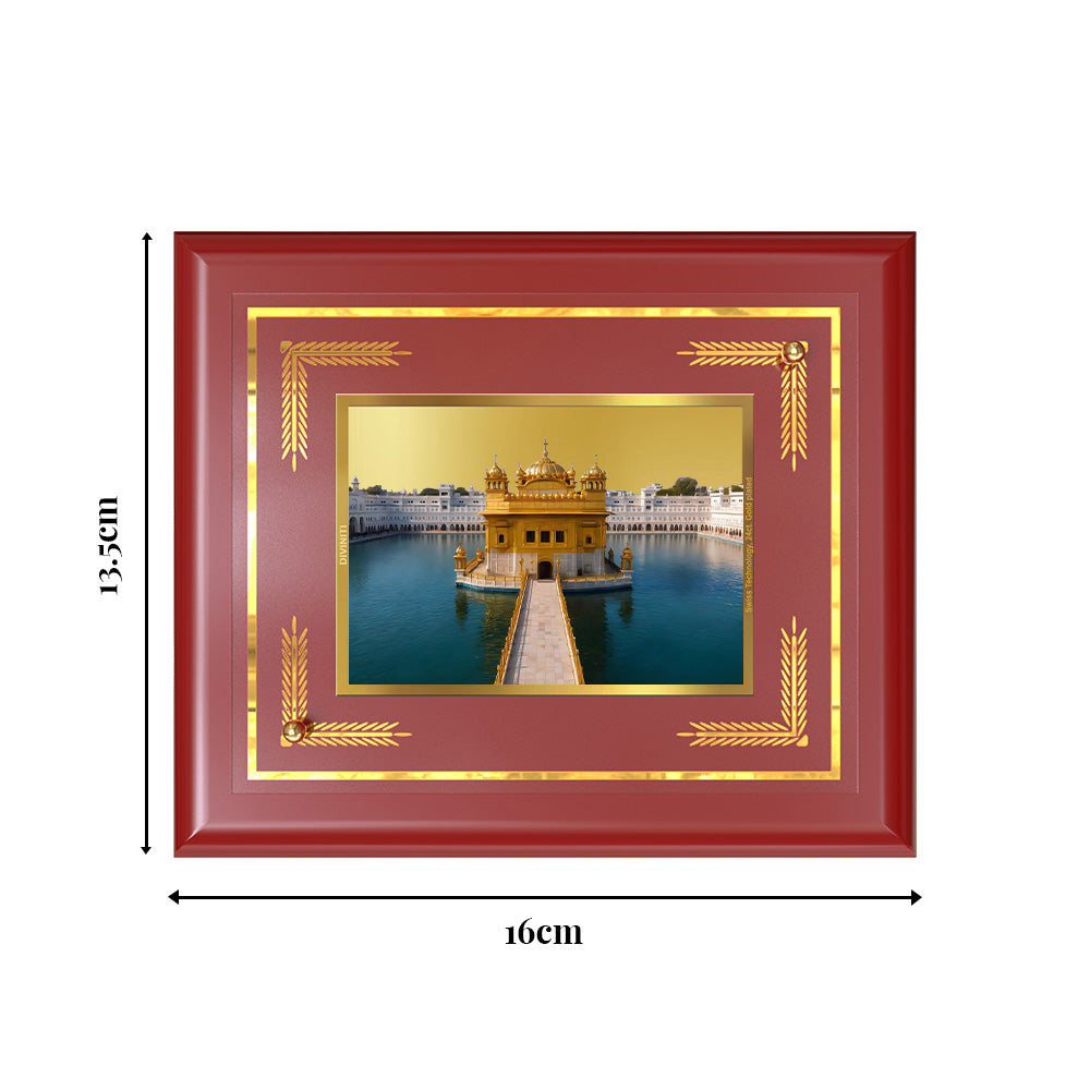 Sachkhand Shri Darbar Sahib - Golden Temple | Sacred Sikh Shrine Wall & Tabletop Frame in 24K Gold Plated Foil