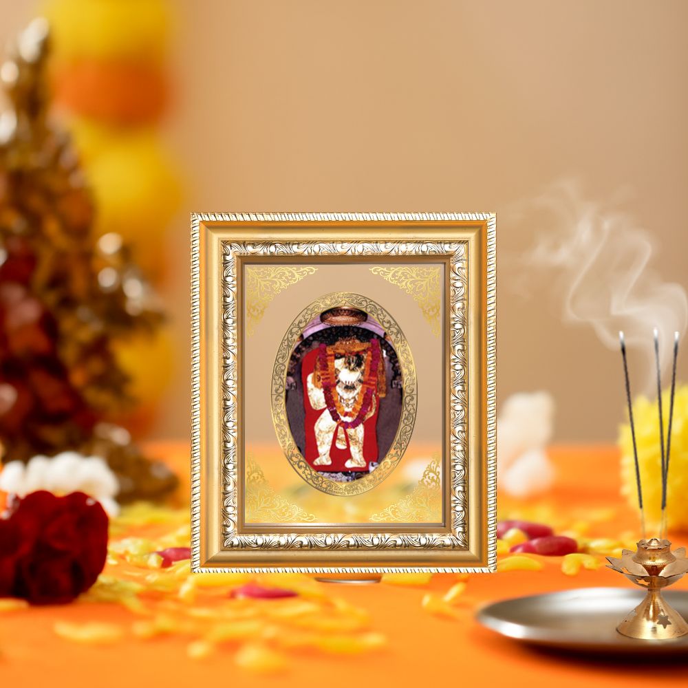 Mehandipur Balaji Divine Hanuman Sacred Protection & Negative Energy Removal Royal Tabletop Frame in 24K Gold Plated Foil