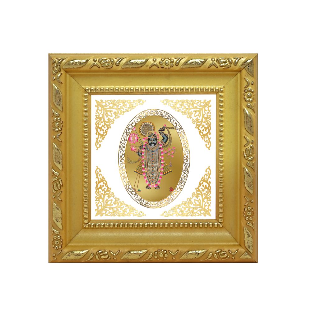Shrinath Ji | Divine Krishna Form Royal Tabletop Photo Frame in 24K Gold Plated Foil
