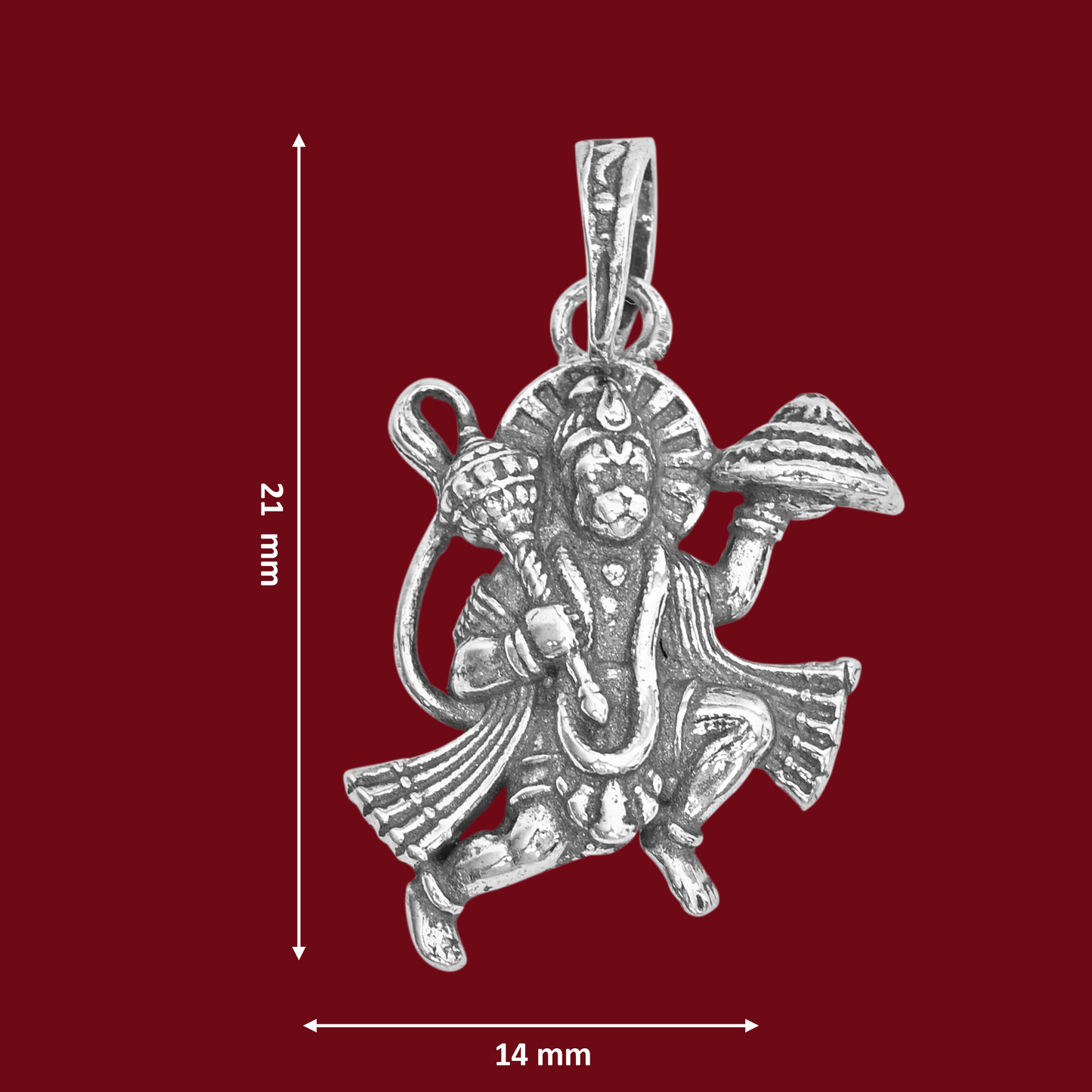 DIVINITI 925 Pure Silver Hanuman with Mountain Pendant for Men, Women & Kids Divine God Pendant for Birthday, Anniversary, Special Occasion Gift (2.3x1.8 CM 6 g)
